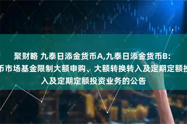 聚财略 九泰日添金货币A,九泰日添金货币B: 九泰日添金货币市场基金限制大额申购、大额转换转入及定期定额投资业务的公告