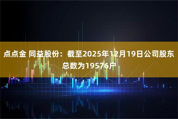 点点金 同益股份：截至2025年12月19日公司股东总数为19576户