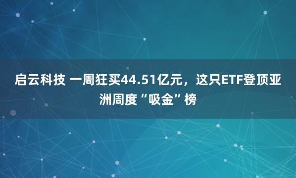 启云科技 一周狂买44.51亿元，这只ETF登顶亚洲周度“吸金”榜